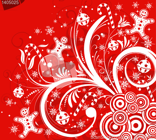 Image of Floral background with snowflake