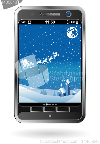 Image of Smartphone with Christmas background