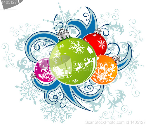 Image of Christmas vector background with baubles