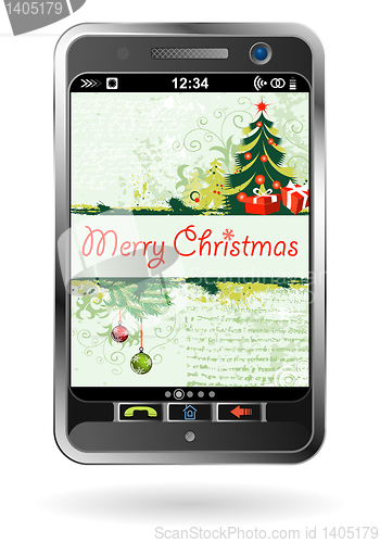 Image of Smartphone with Christmas background