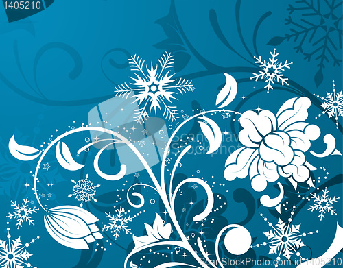 Image of Floral background with snowflake