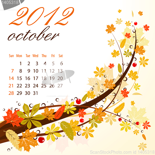Image of Calendar for 2012 October