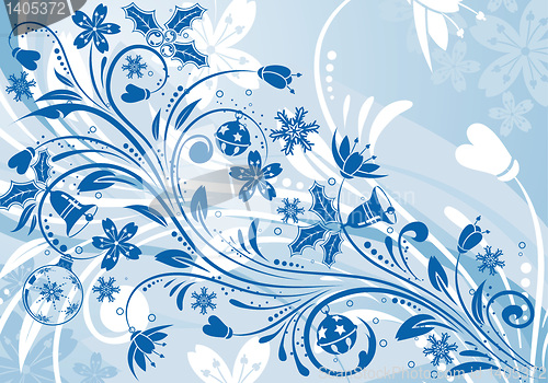 Image of Floral background with snowflake