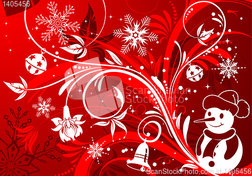 Image of Floral background with snowman