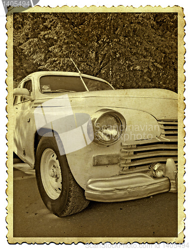 Image of retro car on old photography