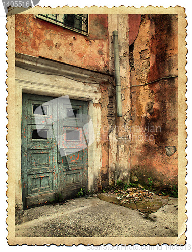 Image of ancient building on old photography