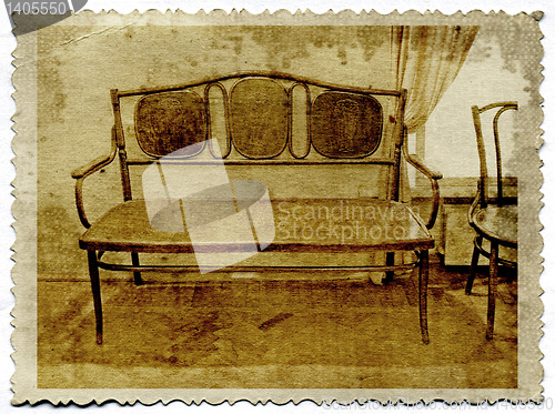 Image of old-time furniture on grunge background