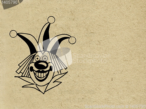 Image of merry clown on grunge background