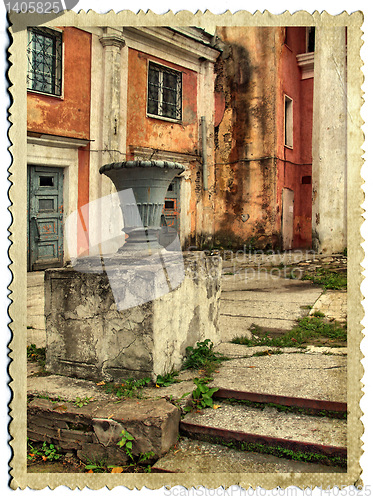 Image of ancient building on old photography