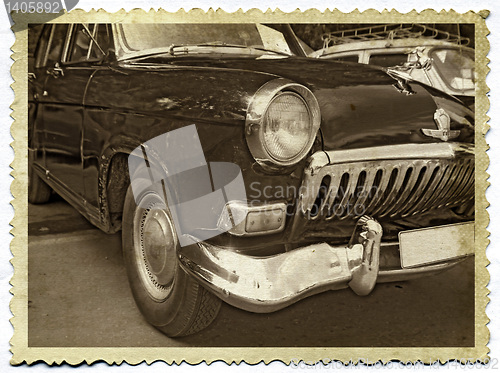 Image of retro car on old photography