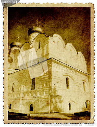 Image of christian orthodox church on old photography