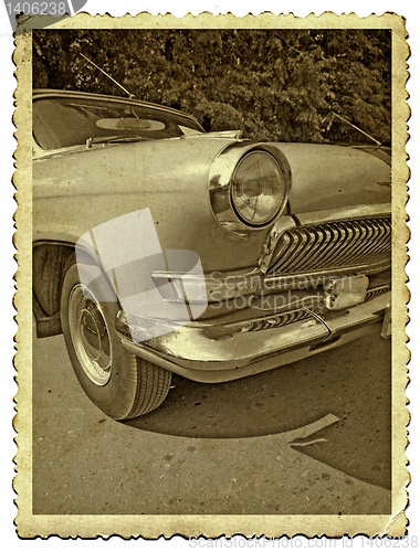 Image of retro car on old photography