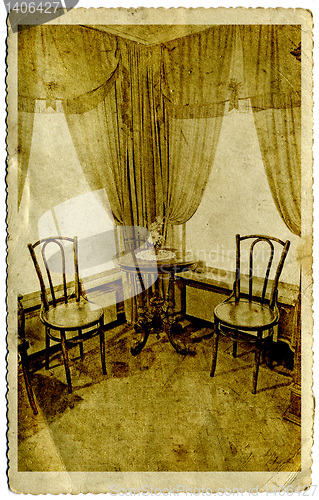 Image of old-time interior on grunge background