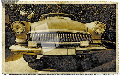 Image of retro car on old photography