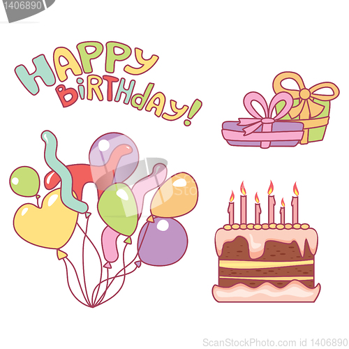 Image of nice elements for birthday