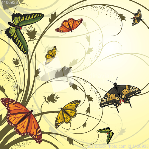 Image of card with flying butterflies
