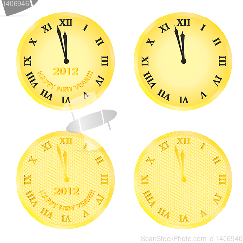 Image of new year 2012 eve clocks