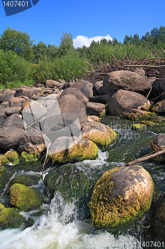 Image of quick river flow amongst stone