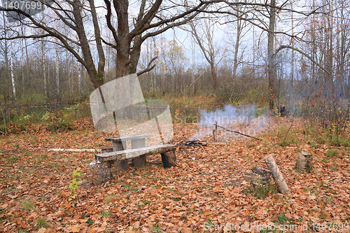 Image of small campfire amongst yellow sheet