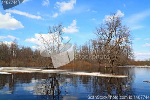 Image of spring ice on small river