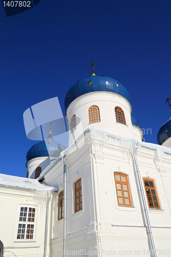 Image of christian church on territory of the orthodox priory 