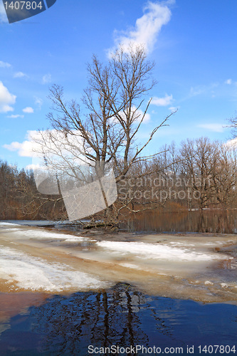 Image of spring ice on small river