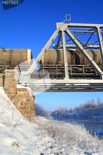 Image of railway bridge through small river