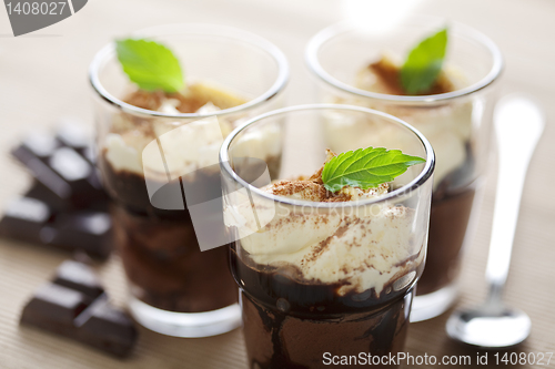 Image of chocolate and vanilla mousse