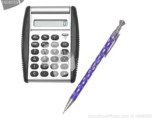 Image of Calculator with pencil.