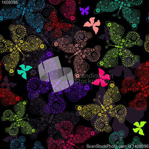 Image of Seamless pattern with butterflies