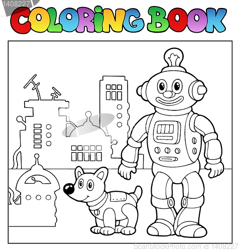 Image of Coloring book robot theme 1