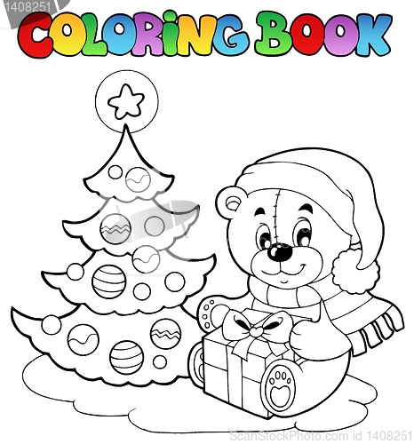 Image of Coloring book Christmas teddy bear
