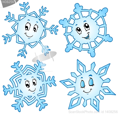 Image of Cartoon snowflakes collection 1