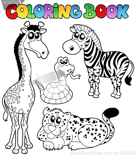 Image of Coloring book tropical animals 1