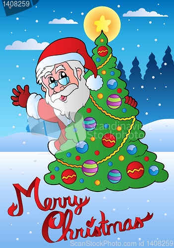 Image of Merry Christmas card with Santa 1