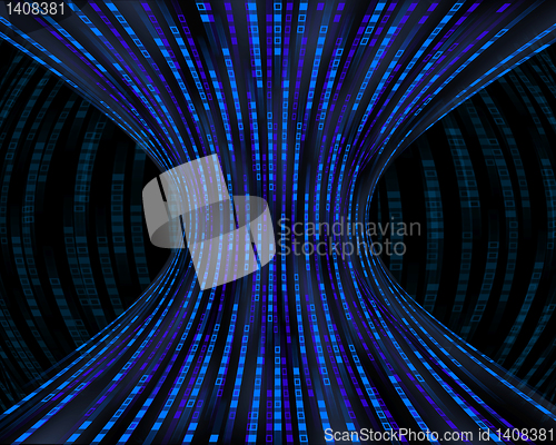 Image of Flowing blue boxes representing binary code being constricted by