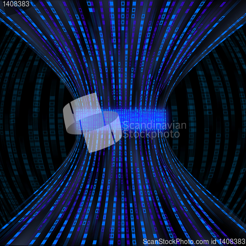 Image of Flowing blue boxes representing binary code being constricted by