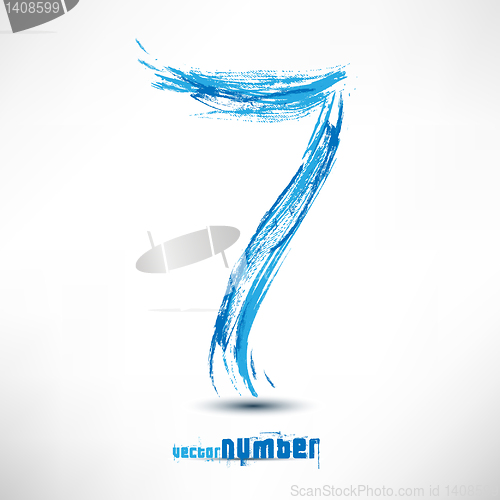 Image of Vector illustration drawn by hand number. Grunge wave.