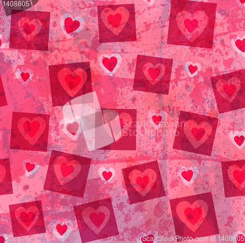 Image of Grunge hearts vector background
