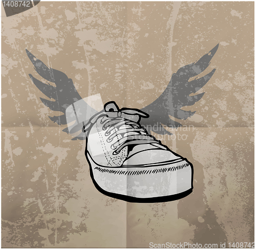 Image of Stylish Sneakers. On grunge background