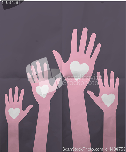 Image of loving hands on paper background