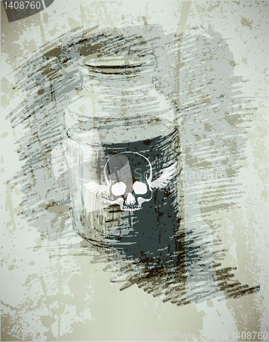 Image of Bank with poison. A dangerous liquid.  sketch