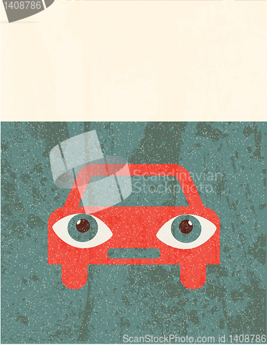 Image of Retro grunge poster. Car