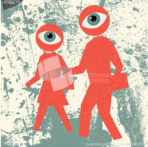 Image of Pedestrian traffic retro poster