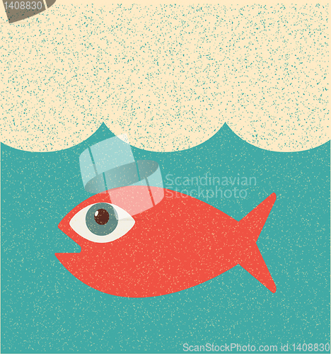 Image of Fish. Retro poster