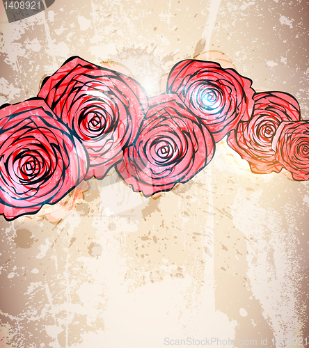 Image of Vintage card with a flower. vector rose flower background