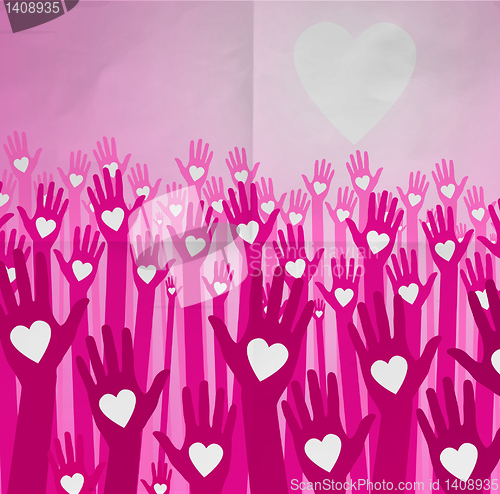 Image of loving hands on paper background