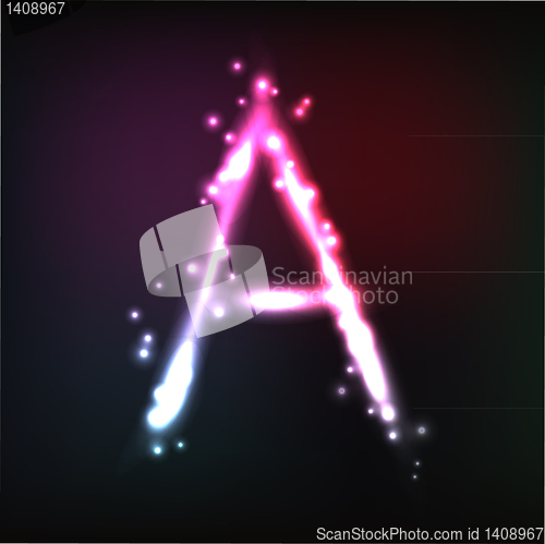 Image of Vector alphabet. Neon letter