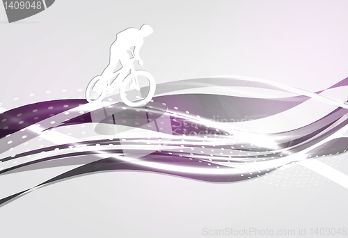 Image of Vector illustration of BMX cyclist on rainbow