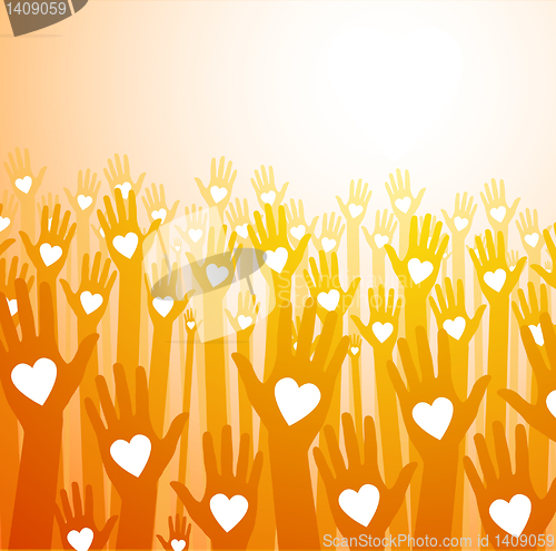 Image of loving hands on paper background